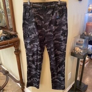 SIKAINI Men Black Gray Camo Cargo Outdoor Hiking Belt Pants Size 2XL-Minor Flaw